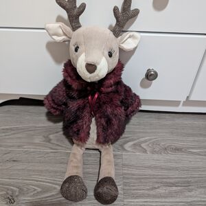 Plush Reindeer Toy with Burgundy Coat
